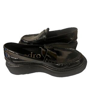 Pedro Garcia EU 39 US 8.5 Leather Platform Wedge Loafers Women’s Black Patent